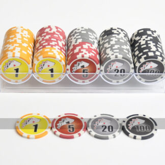 100 Numbered Chips in Tray, 11.5gm (various colours)