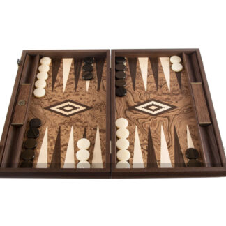 Manopoulos Luxury Walnut Burl 19-inch Backgammon Set