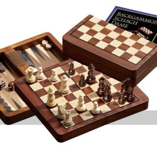 Philos Chess, Backgammon & Draughts Travel Set (16cm)