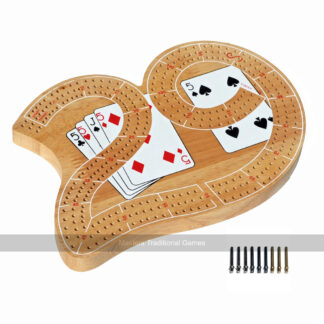 Classic 29 Cribbage Set - Solid Wood 3 Track Board with Metal Pegs