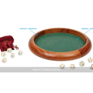 Dal Negro Mahogany Dice Tray with Leatherette Surface & Dice