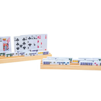 Set of 4 Wooden Domino and Card Holder Racks