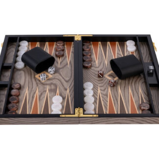 15 inch Deluxe Backgammon Set - Grey Ebony Wood Veneer