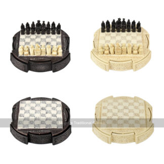 Isle Of Lewis Compact Chess Set - 9 inches with circular cabinet