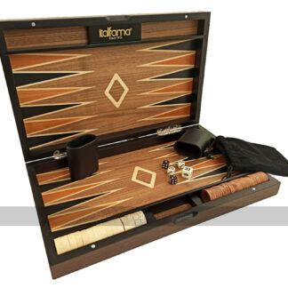 Italfama Deluxe Wooden Inlaid 15-inch Backgammon Set (Walnut & Maple)