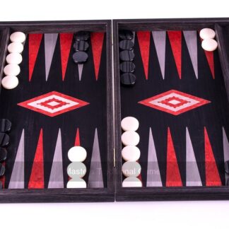 Manopoulos Luxury Black Oak Argento 19-inch Backgammon Set