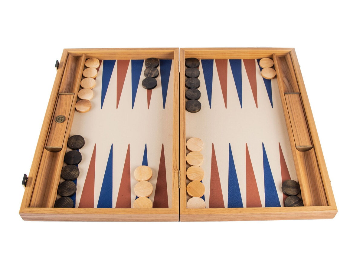 Manopoulos Champagne Beige 19-inch Backgammon Set