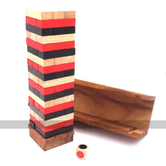 Rombol Tri-Coloured Wobble Tower in Wooden Storage Box