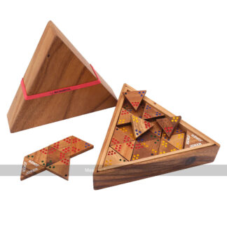 Rombol Tridomino in Triangular Wooden Box - Coloured Dots, 2 Jokers