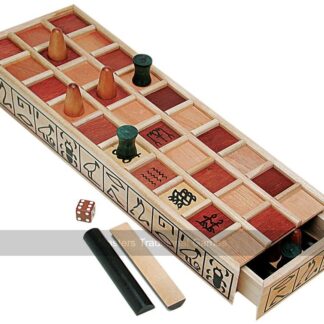 Ancient Egyptian Senet Game - Wooden Board (Red Squares) & Binary Dice