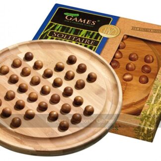 Large Bamboo Solitaire with Wooden Marbles