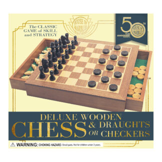 Deluxe Wooden Chess / Draughts Set