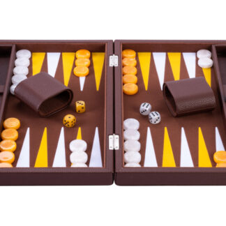 Engelhart Brown, Yellow and White 15 inch Backgammon Set