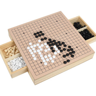 Wooden Double Sided Go Board/Chess Box Set with Drawers