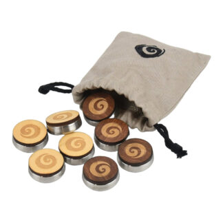 Masters Shuffleboard Puck Set (8 pcs) - 4 x Natural Wood & 4 x Dark Wood
