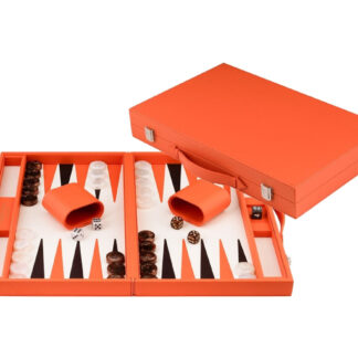 Engelhart Orange 15 inch Faux Leather Backgammon Set