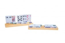 Set of 4 Wooden Domino and Card Holder Racks
